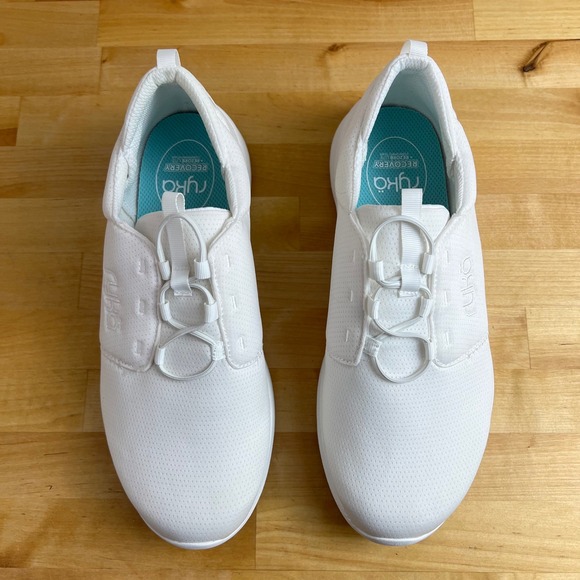 Ryka Sneakers Renew Slip On Brilliant White Shoes Comfort Bungee Laces Size 8.5 - Picture 2 of 11